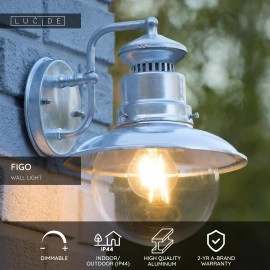 FIGO āra sienas lampa 1x60W E27 IP44 cinka (Lucide)