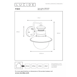 FIGO āra sienas lampa 1xE27 melna (Lucide)