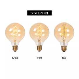 G95 filament LED spuldze E27 1 × 4,9 W 450 lm 2200 K dimmējama dzintara (Lucide)