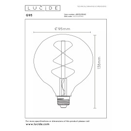 G95 filament LED spuldze E27 1 × 4,9 W 450 lm 2200 K dimmējama dzintara (Lucide)