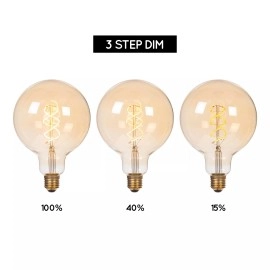 G125 filament LED spuldze E27 1 × 4,9 W 440 lm 2200 K dimmējama dzintara (Lucide)