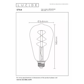 ST64 filament LED spuldze E27 1 × 4,9 W 450 lm 2700 K dimmējama caurspīdīga (Lucide)