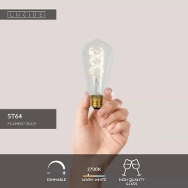 ST64 filament LED spuldze E27 1 × 4,9 W 450 lm 2700 K dimmējama caurspīdīga (Lucide)