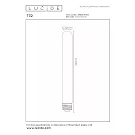 T32 H25 cm filament LED spuldze E27 1 × 4,9 W 450 lm 2200 K dimmējama dzintara (Lucide)