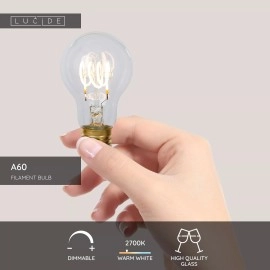 A60 filament LED spuldze E27 1 × 4,9 W 450 lm 2700 K dimmējama caurspīdīga (Lucide)
