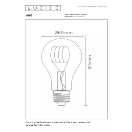 A60 filament LED spuldze E27 1 × 4,9 W 420 lm 2200 K dimmējama dzintara (Lucide)
