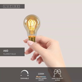 A60 filament LED spuldze E27 1 × 4,9 W 420 lm 2200 K dimmējama dzintara (Lucide)