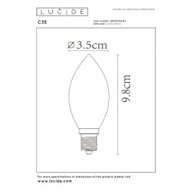 C35 filament LED spuldze E14 1 × 3 W 165 lm 2200 K dimmējama dzintara (Lucide)