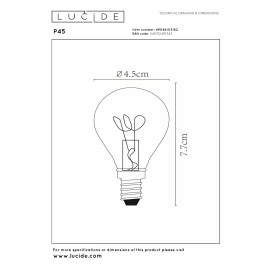 P45 filament LED spuldze E14 1 × 3 W 165 lm 2200 K dimmējama dzintara (Lucide)