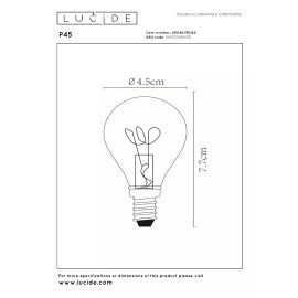 P45 filament LED spuldze E14 1 × 3 W 200 lm 2200 K dimmējama dzintara (Lucide)
