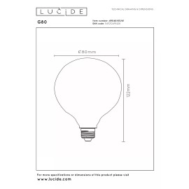 G80 filament LED spuldze E27 1 × 4,9 W 500 lm 2700 K dimmējama opāla (Lucide)