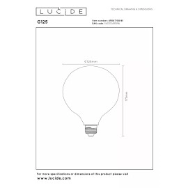 G125 filament LED spuldze E27 1 × 8 W 1080 lm 2700 K dimmējama opāla (Lucide)
