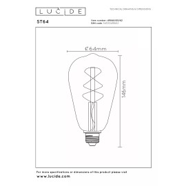 ST64 filament LED spuldze E27 1 × 5 W 600 lm 2700 K dimmējama dzintara (Lucide)