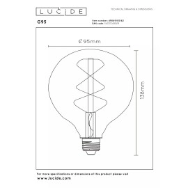 G95 filament LED spuldze E27 1 × 5 W 600 lm 2700 K dimmējama dzintara (Lucide)