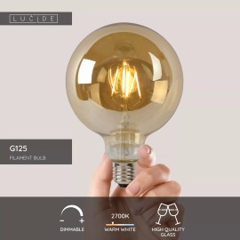 G125 filament LED spuldze E27 1 × 8 W 900 lm 2700 K dimmējama dzintara (Lucide)