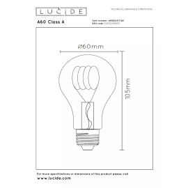 A60 Class A filament LED spuldze E27 1 × 7 W 1480 lm 2700 K nedimmējama caurspīdīga (Lucide)