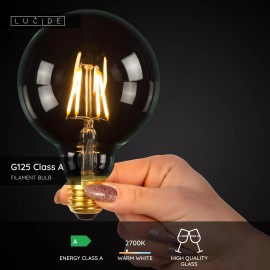 G125 Class A filament LED spuldze E27 1 × 7 W 1480 lm 2700 K nedimmējama caurspīdīga (Lucide)
