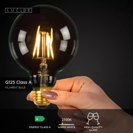 G125 Class A filament LED spuldze E27 1 × 7 W 1480 lm 2700 K nedimmējama caurspīdīga (Lucide)