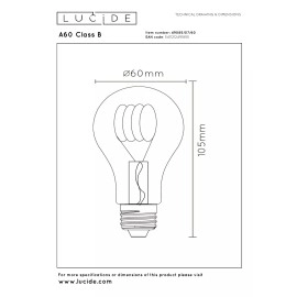 A60 Class B filament LED spuldze E27 1 × 7 W 1300 lm 2700 K dimmējama caurspīdīga (Lucide)