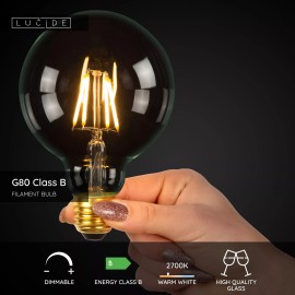 G80 Class B filament LED spuldze E27 1 × 7 W 1300 lm 2700 K dimmējama caurspīdīga (Lucide)