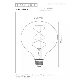 G95 Class B filament LED spuldze E27 1 × 7 W 1300 lm 2700 K dimmējama caurspīdīga (Lucide)