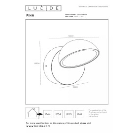 FINN āra sienas lampa LED 1 × 12 W 3000K melna (Lucide)
