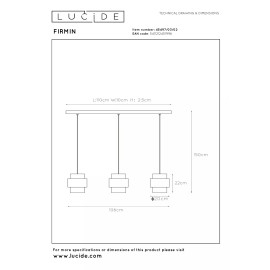 FIRMIN piekaramā lampa 3xE27 matēta zelta / misiņa (Lucide)