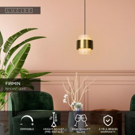 FIRMIN piekaramā lampa Ø20 cm E27 matēta zelta / misiņa (Lucide)