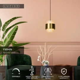 FIRMIN piekaramā lampa Ø20 cm E27 matēta zelta / misiņa (Lucide)
