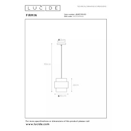 FIRMIN piekaramā lampa Ø20 cm E27 matēta zelta / misiņa (Lucide)