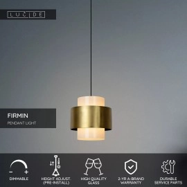 FIRMIN piekaramā lampa Ø30 cm E27 matēta zelta / misiņa (Lucide)