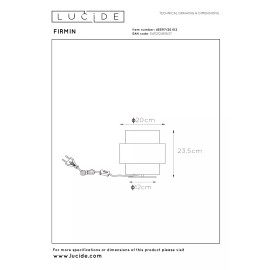 FIRMIN galda lampa Ø20 cm E27 matēta zelta / misiņa (Lucide)