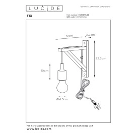 FIX sienas lampa E27 melna (Lucide)
