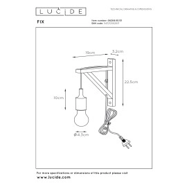 FIX sienas lampa E27 balta (Lucide)