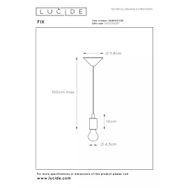 FIX piekaramā lampa Ø10 cm E27 melna (Lucide)