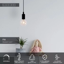 FIX piekaramā lampa Ø10 cm E27 melna (Lucide)