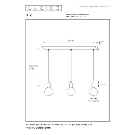 FIX piekaramā lampa 3xE27 melna (Lucide)