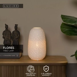 FLORES galda lampa Ø14,1 cm 1xE14 balta (Lucide)