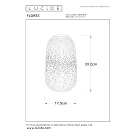 FLORES galda lampa Ø17,5 cm 1 x E14 balta porcelāna (Lucide)