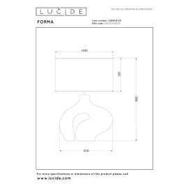 FORMA galda lampa 1 x 40 W E27 balta (Lucide)