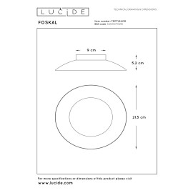 FOSKAL griestu lampa Ø21,5 cm LED 1x6W 2700K melna (Lucide)