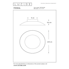 FOSKAL griestu lampa Ø21,5 cm LED 1x6W 2700K melna (Lucide)