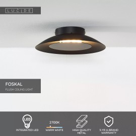 FOSKAL griestu lampa Ø21,5 cm LED 1x6W 2700K melna (Lucide)