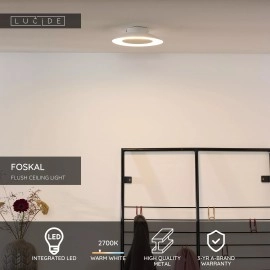 FOSKAL griestu lampa Ø21,5 cm LED 1x6W 2700K balta (Lucide)