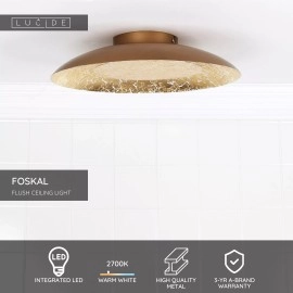 FOSKAL griestu lampa Ø34,5 cm LED 1x12W 2700K misiņa (Lucide)
