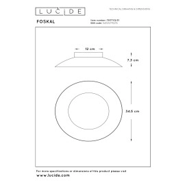 FOSKAL griestu lampa Ø34,5 cm LED 1x12W 2700K balta (Lucide)