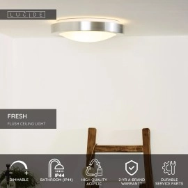 FRESH vannas istabas griestu gaismeklis Ø35 cm 2xE27 20 W satīna hroma (Lucide)