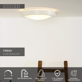 FRESH vannas istabas griestu gaismeklis Ø35 cm 2xE27 20 W balts (Lucide)