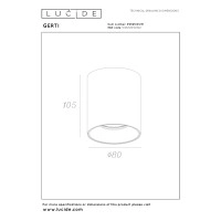 GERTI griestu spot gaismeklis Ø8 cm 1xGU10 40 W balta (Lucide)