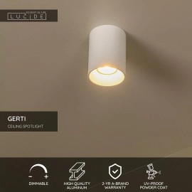 GERTI griestu spot gaismeklis Ø8 cm 1xGU10 40 W balts (Lucide)